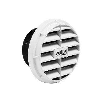 Wallas 2442 – valkoinen 60 mm ulospuhallusritilä ilman kuristusläppää